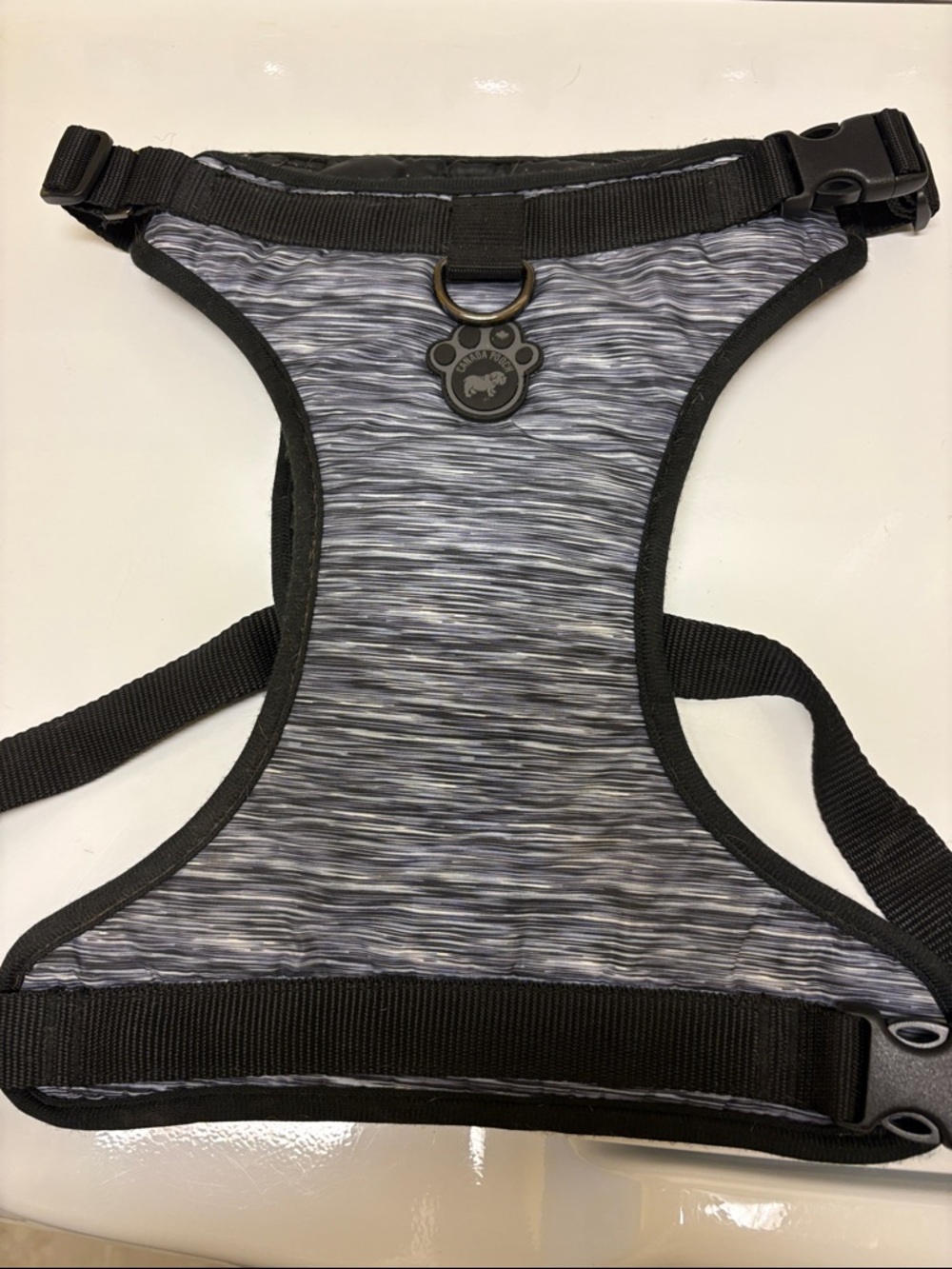 Grey Space-Dye Reflective Dog Harness with Paw Tag